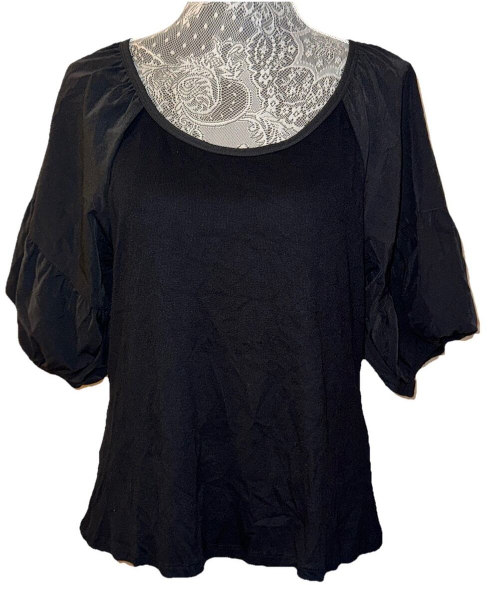 Smocked Puff Sleeve Top Black Size 2XL 2X Top Blouse Shirt On 34th Plus Casual